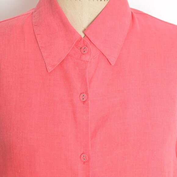 Chicos linen tunic top salmon pink long shirt blouse jacket button up 1 L XL - Picture 3 of 8